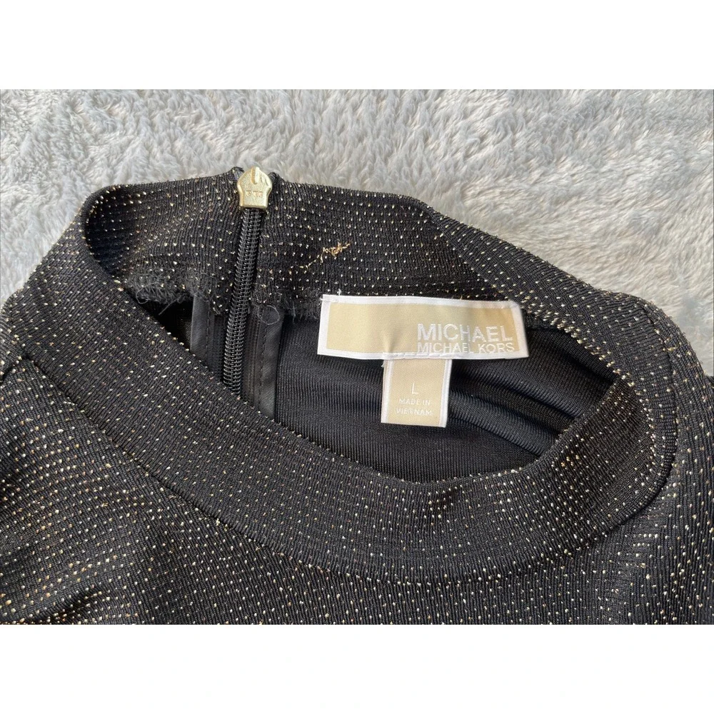 MICHAEL KORS Women's Copper Glitter Dress Long Sleeve Size L Stretchy